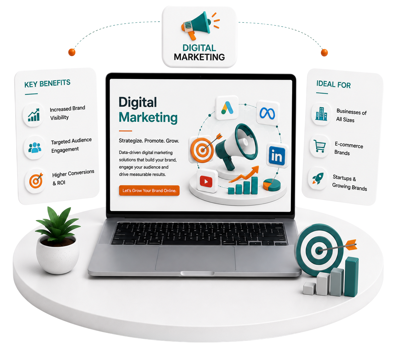 Digital marketing solutions illustration